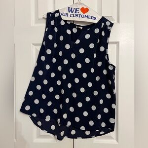 Picket Stitch Fix top in navy with whites polka dots size XL (14/16)